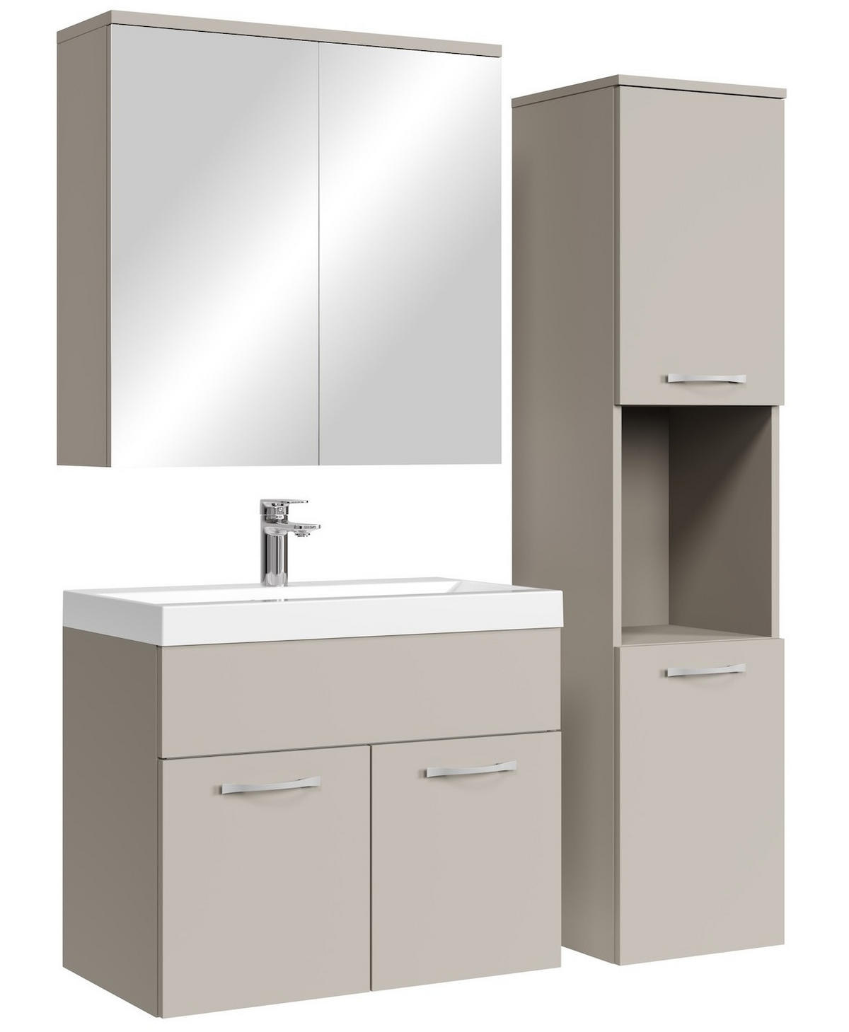 BADMÖBEL-SET Montreal 4 Teile Spiegelschrank Cashmere - 60 x 35 x 51 cm - Kaschmir, Holz (60/51/35cm) - Badplaats