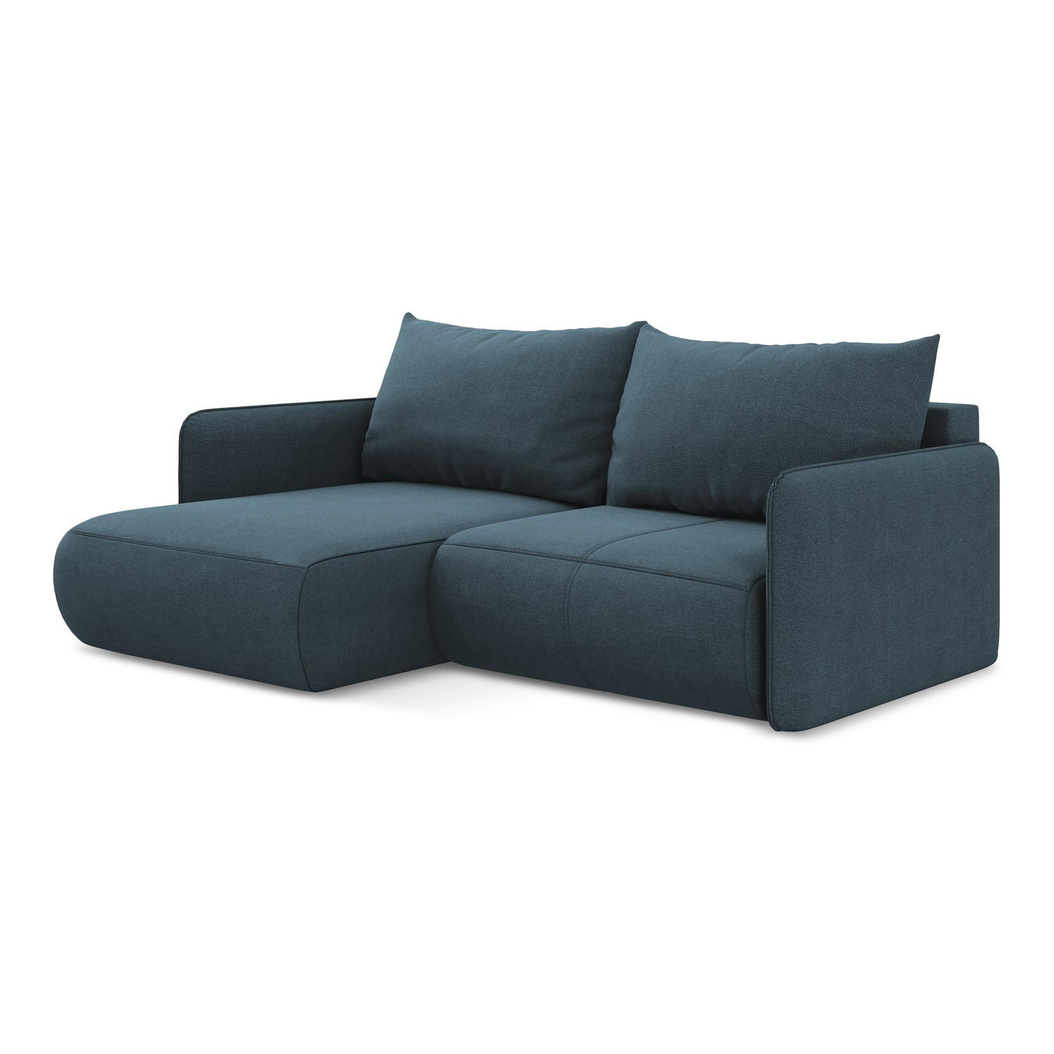 ECKSOFA mit Schlaffunktion Strukturstoff Stoff Blau - Blau/Blaugrau, Kunststoff/Textil (148/207cm) - LaMiaSofa
