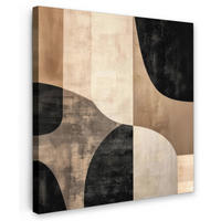 LEINWANDBILD Abstrakt - Flugzeuge - Schwarz - Rund Deko Groß 90x90 cm - Beige, Textil (90/90cm) - MuchoWow