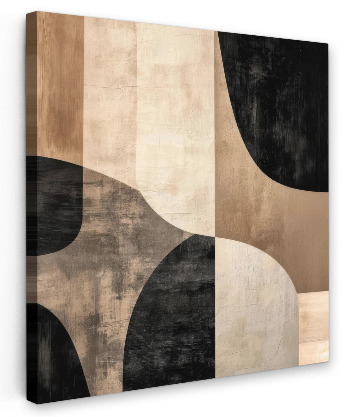 LEINWANDBILD Abstrakt - Flugzeuge - Schwarz - Rund Deko Groß 90x90 cm - Beige, Textil (90/90cm) - MuchoWow