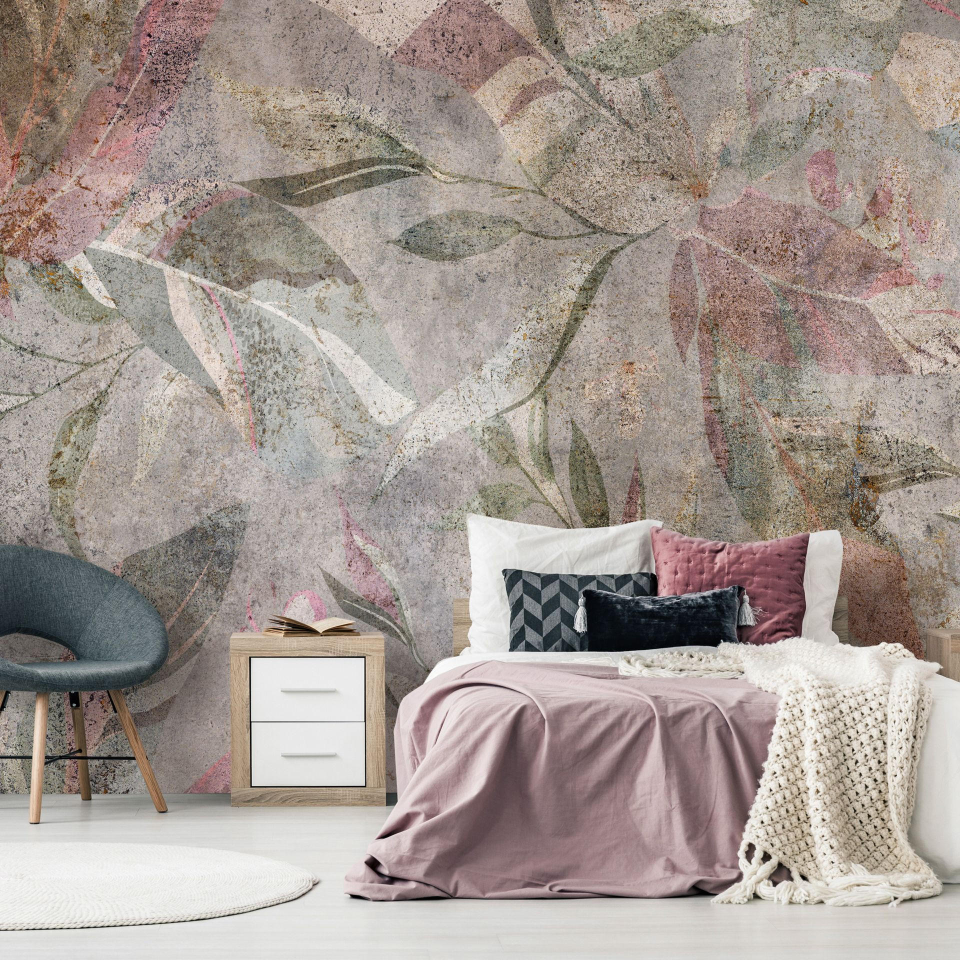 SELBSTKLEBENDE FOTOTAPETE 441/315 cm - Grau/Grün, Kunststoff/Textil (441/1cm) - KUNSTLOFT