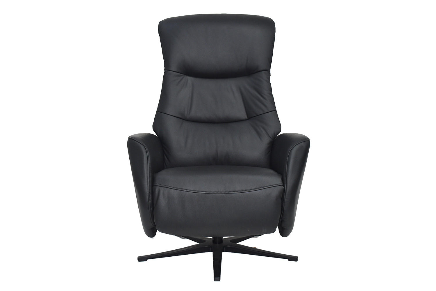 RELAXSESSEL SARI Schwarz Leder - Schwarz, Leder/Metall (77/108/89cm) - KAWOLA