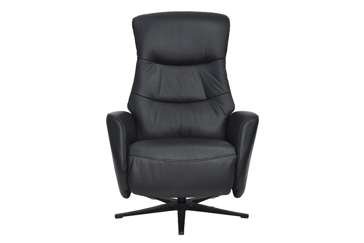 RELAXSESSEL SARI Schwarz Leder - Schwarz, Leder/Metall (77/108/89cm) - KAWOLA