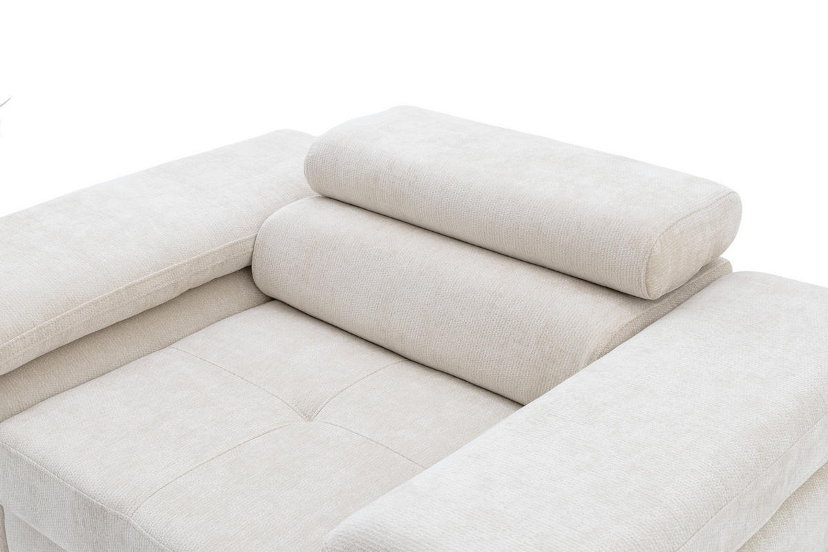 SESSEL WILD mit verstellbare Kopfstütze Chenille Beige - Chromfarben/Beige, Holz/Textil (130/100/101cm) - Muffo