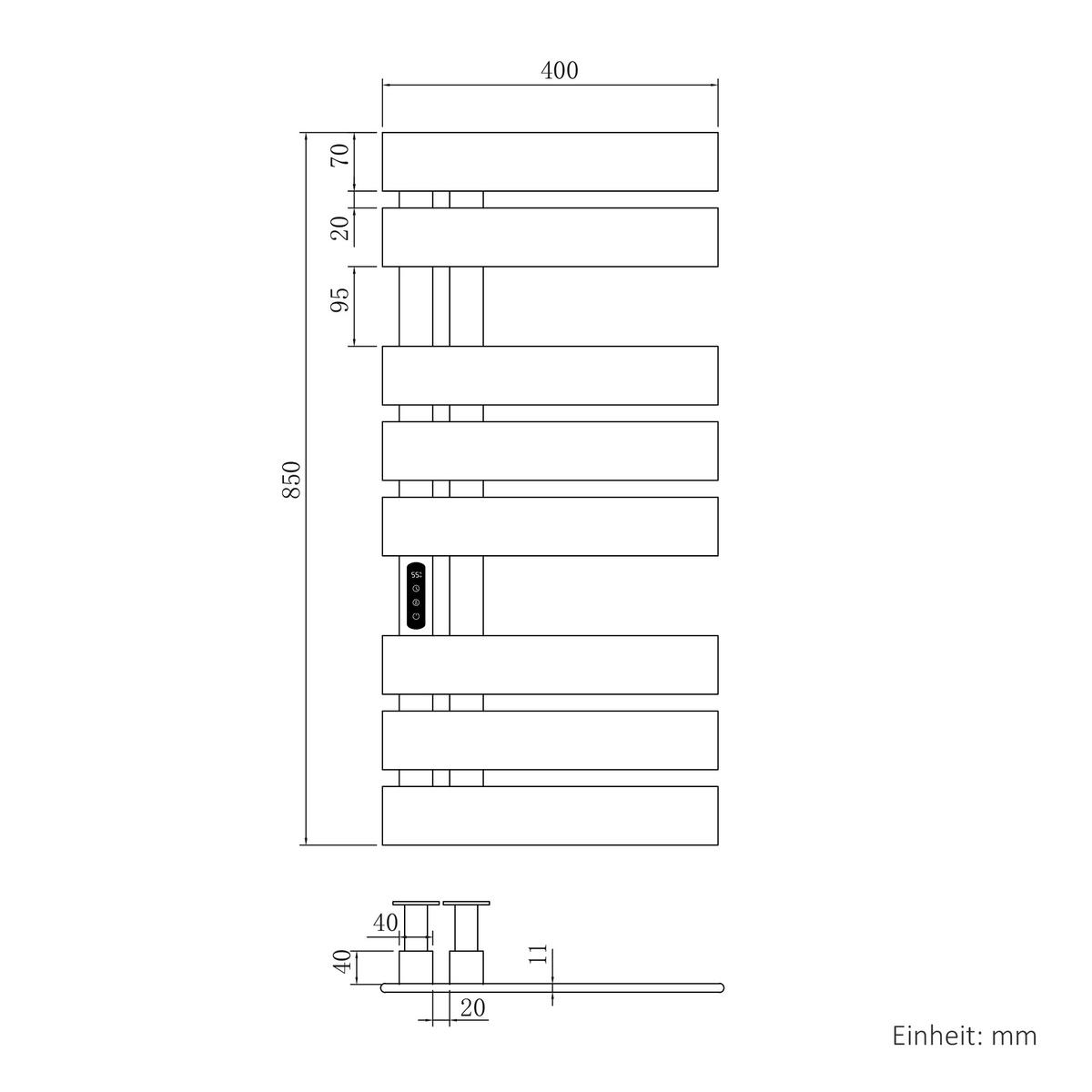 HEIZKÖRPER Elektrisch WLAN Thermostat Schwarz 85/40/11 cm - Schwarz, Metall (40/85/11cm) - EMKE