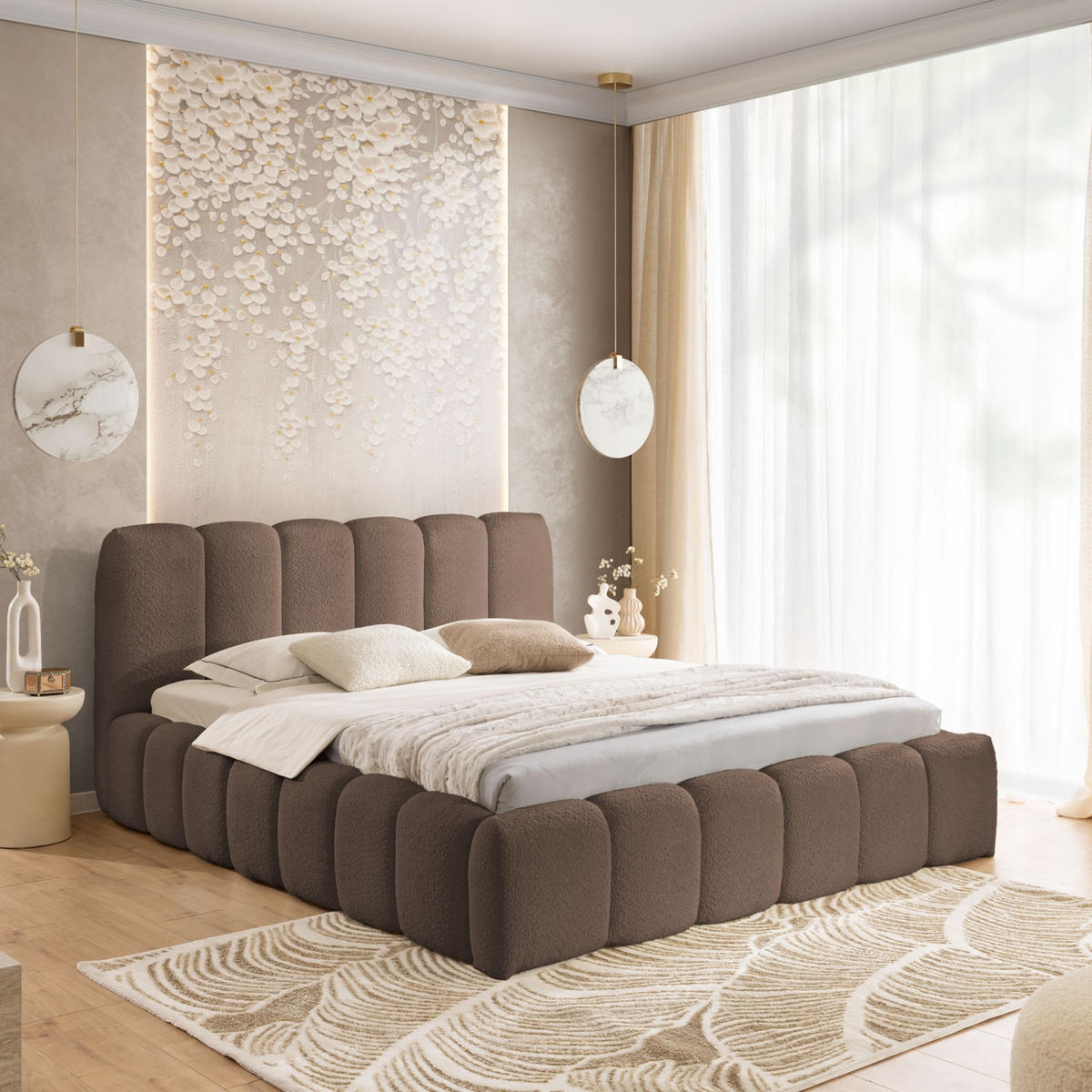 POLSTERBETT mit Stauraum 160x200 cm in Braun - Braun, Textil (160/200cm) - Home Collective