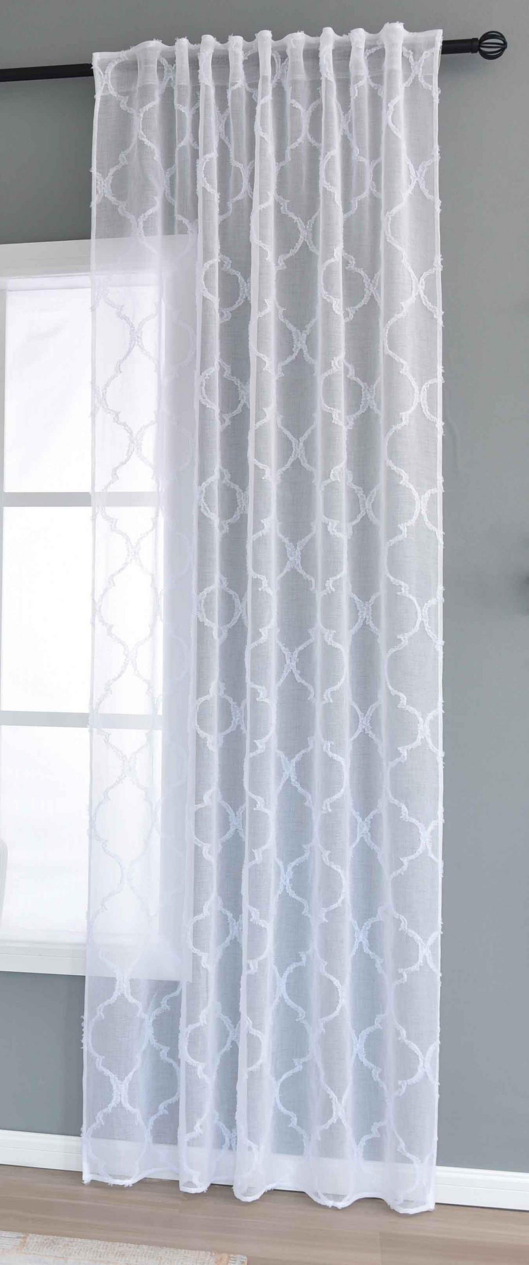 GARDINE VALENCIA HxB 245x145 cm Natur Lacework - Weiß, Textil (145/245cm)