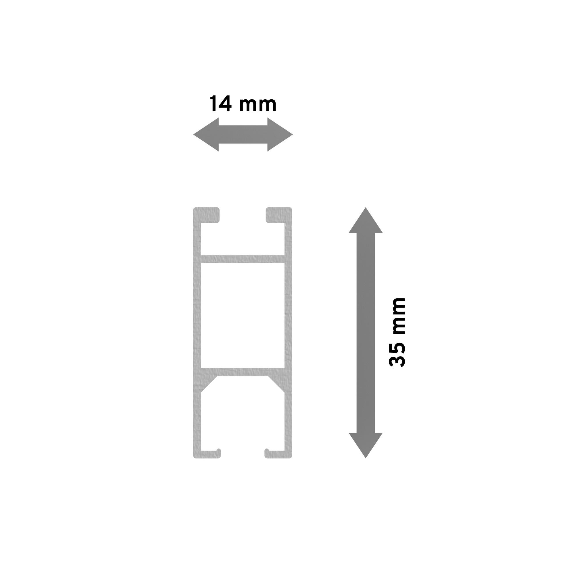 INNENLAUFPROFIL 180 cm, 14x35 mm Edelstahl-Optik - Edelstahlfarben, Metall (180cm) - INTERDECO