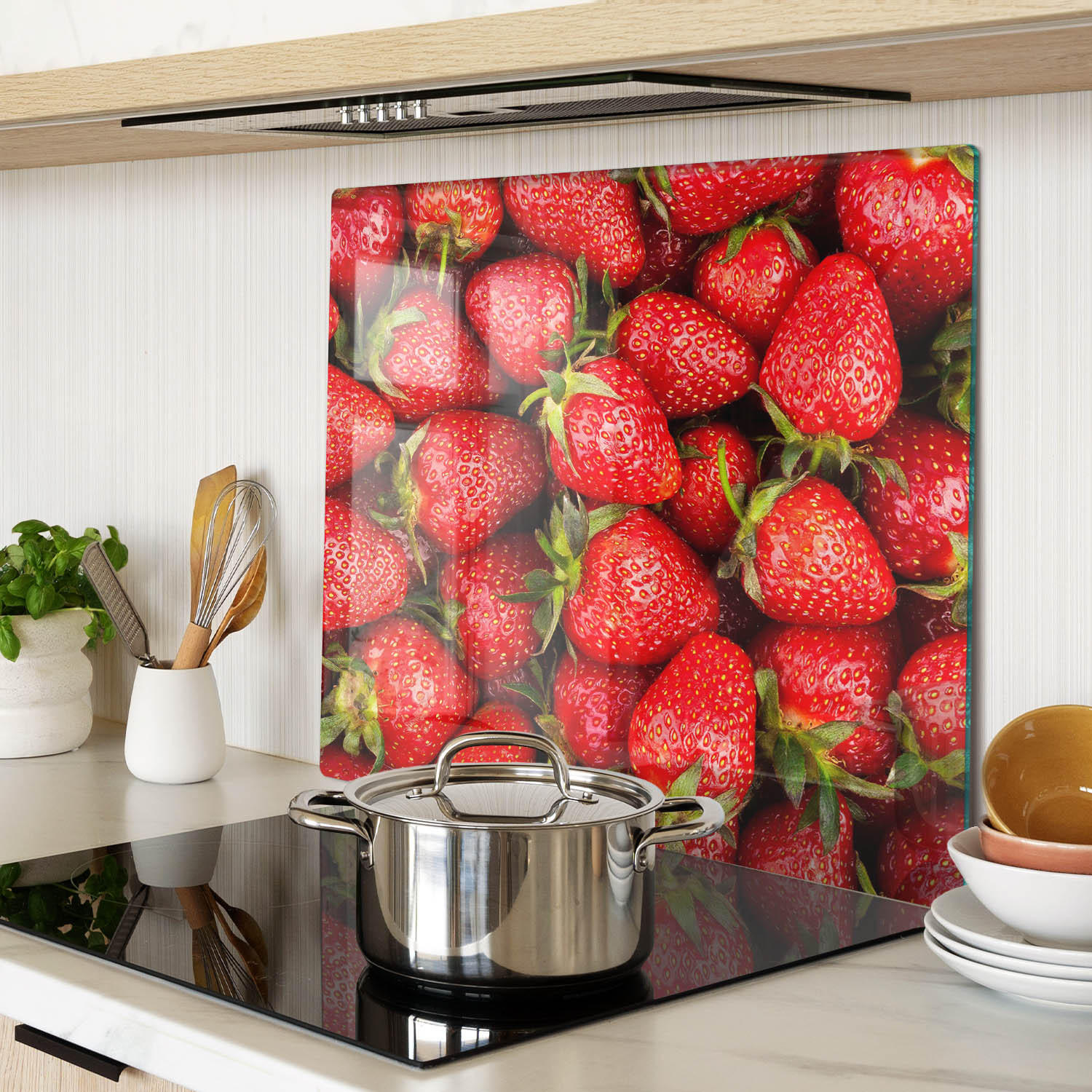 GLASPLATTE 60x52 cm Erdbeeren - Rot, Glas (60/0.4/52cm) - TULUP