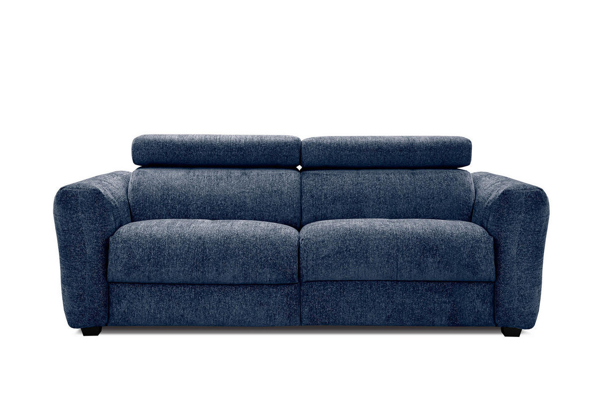 SOFA CALVERA 3-Sitzer mit 1 Relaxfunktion, dunkelblau - Dunkelblau, Holzwerkstoff/Textil (204/79/106cm) - Courtois Laville