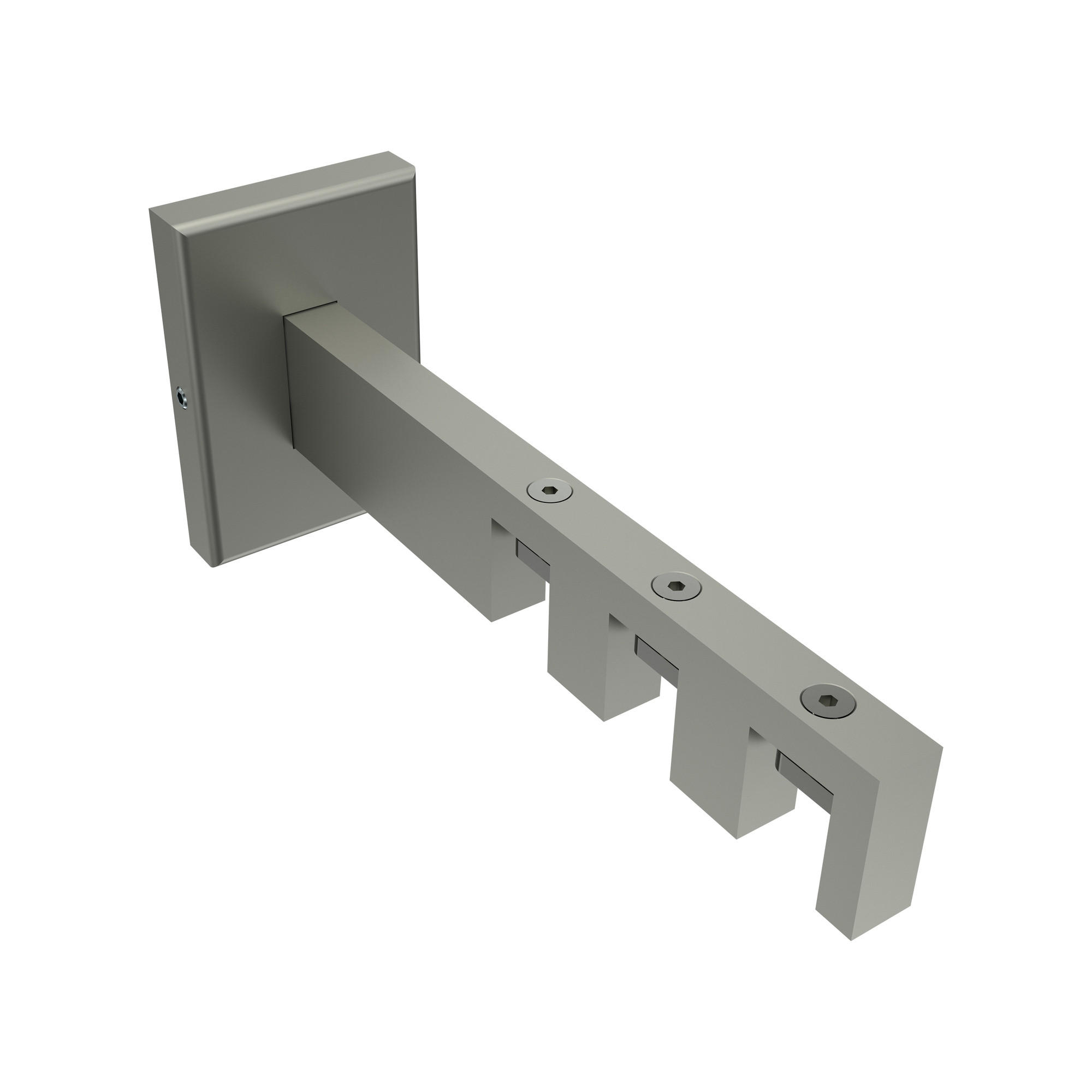 TRÄGER FÜR GARDINENSTANGEN INNENLAUF 14x35 mm, Smartline 3-läufig lang, Edelstahl-Optik - Edelstahlfarben, Metall (14.5/6.5/4.5cm) - INTERDECO