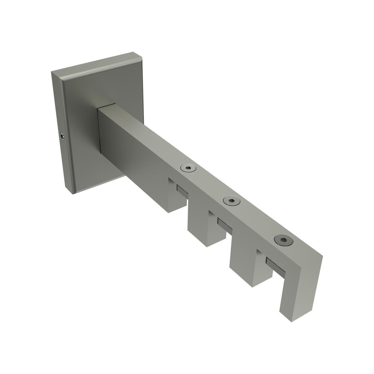 TRÄGER FÜR INNENLAUFSTANGEN 14x35 mm, Smartline 3-läufig lang, Edelstahl-Optik - Edelstahlfarben, Metall (14.5/6.5/4.5cm) - INTERDECO