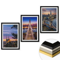 WANDBILDER 3er-Set - 40x60 cm Schwarzer Rahmen - Ausblicke auf Brücken und Sonnenuntergänge - Schwarz, Kunststoff (40/60cm) - ArtPrintCave