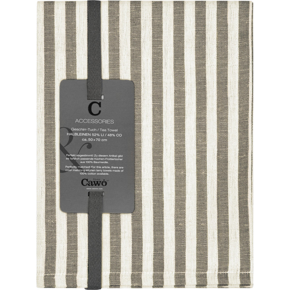 GESCHIRRTÜCHER LINEN CLASSICS STREIFEN 537 METAL - 73 - Grau, Textil (50/70cm) - Cawö