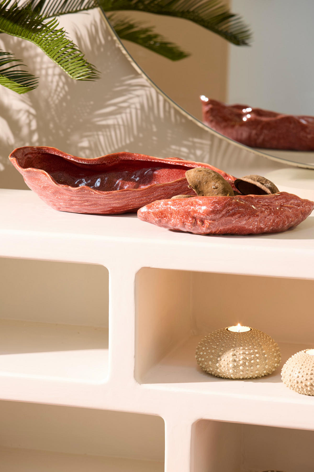 SCHALE Kalako Rot 41/20,5/10 cm - Rot, Keramik (10cm) - Light & Living