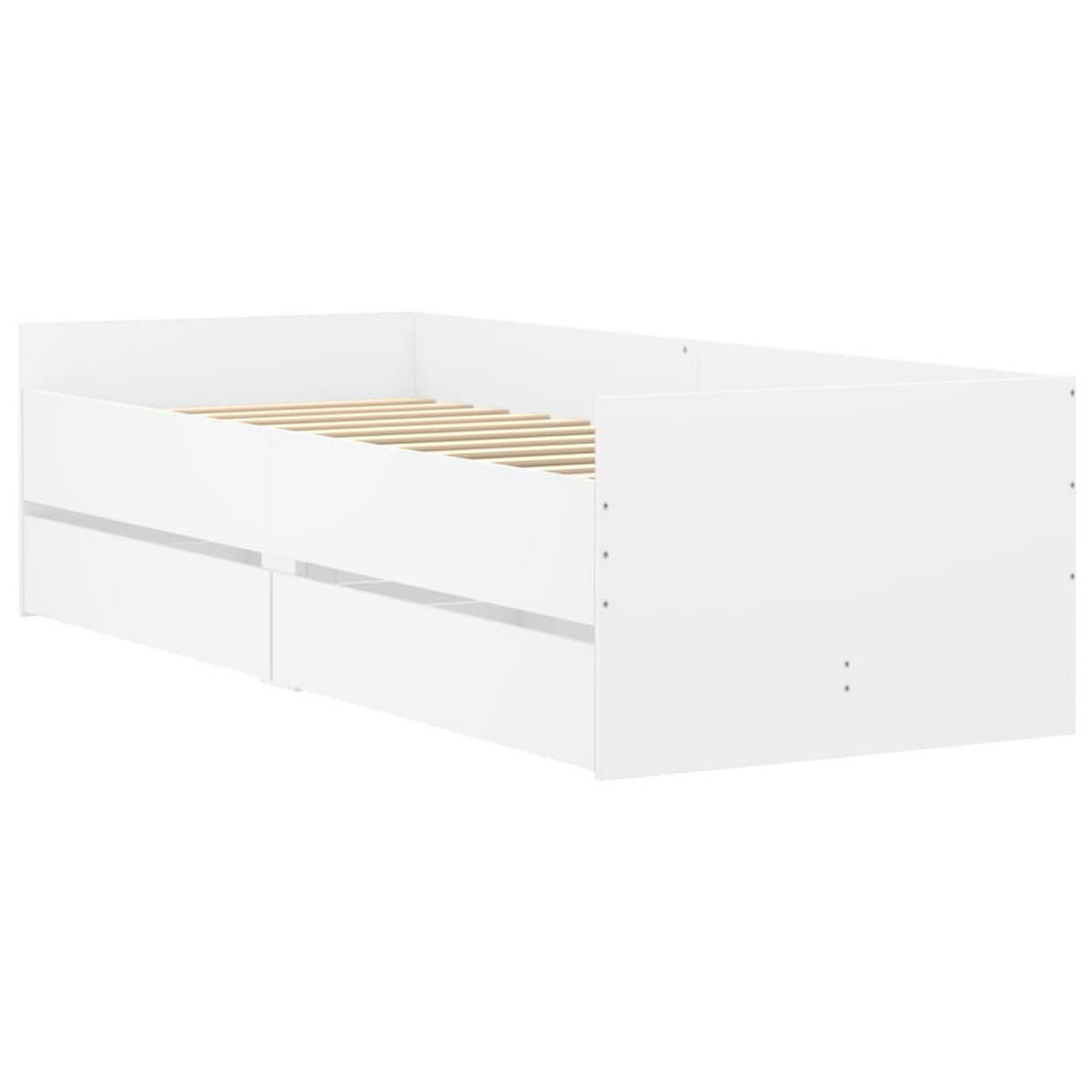 BETTGESTELL mit Schubladen Weiß 100x200 cm - Weiß, Holzwerkstoff - furnicato