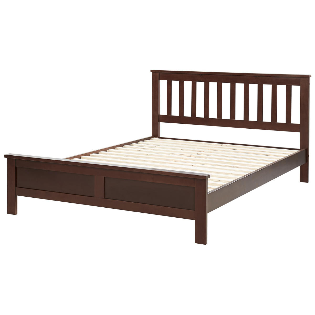 HOLZBETT 140/200cm Dunkler Holzfarbton Mayenne - Dunkelbraun, Holz (140/200cm) - Beliani