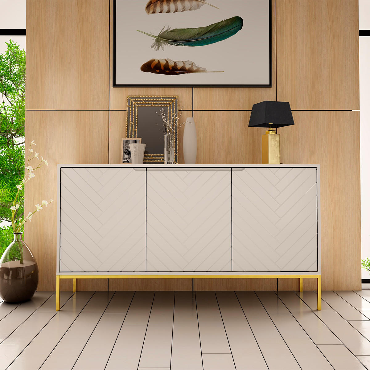 SIDEBOARD Daria Weiß - Weiß, Holzwerkstoff (151/103/39cm) - Petits-meubles