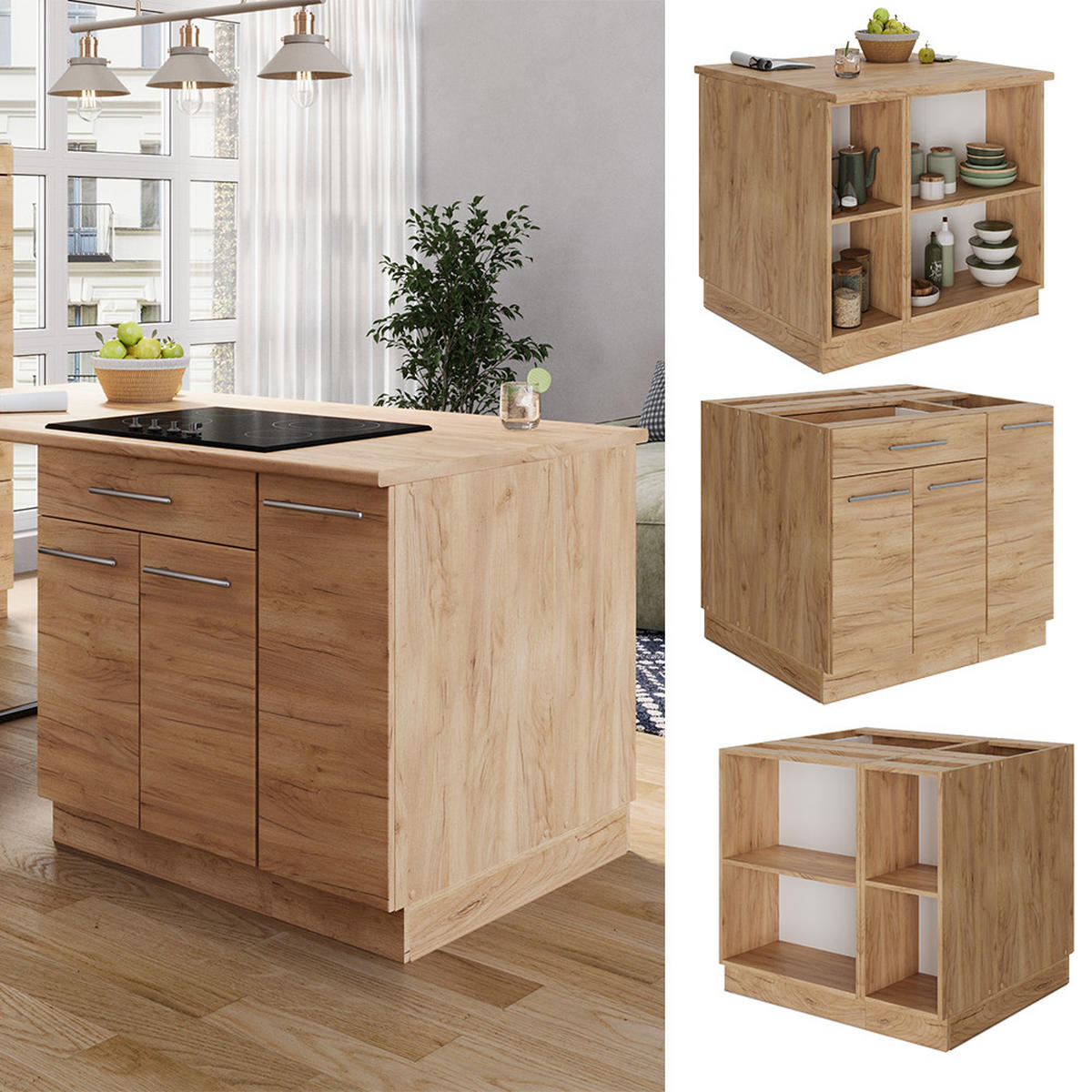 Honigeiche, Holzwerkstoff (90/82/60cm) - Vicco