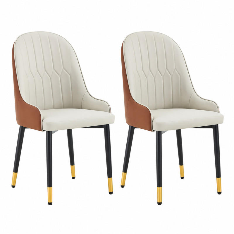 STUHL 2er-Set 91 cm PU-Bezug Warmgrau Metallbeine - Grau, Metall (44/91/47.3cm) - Meubliv