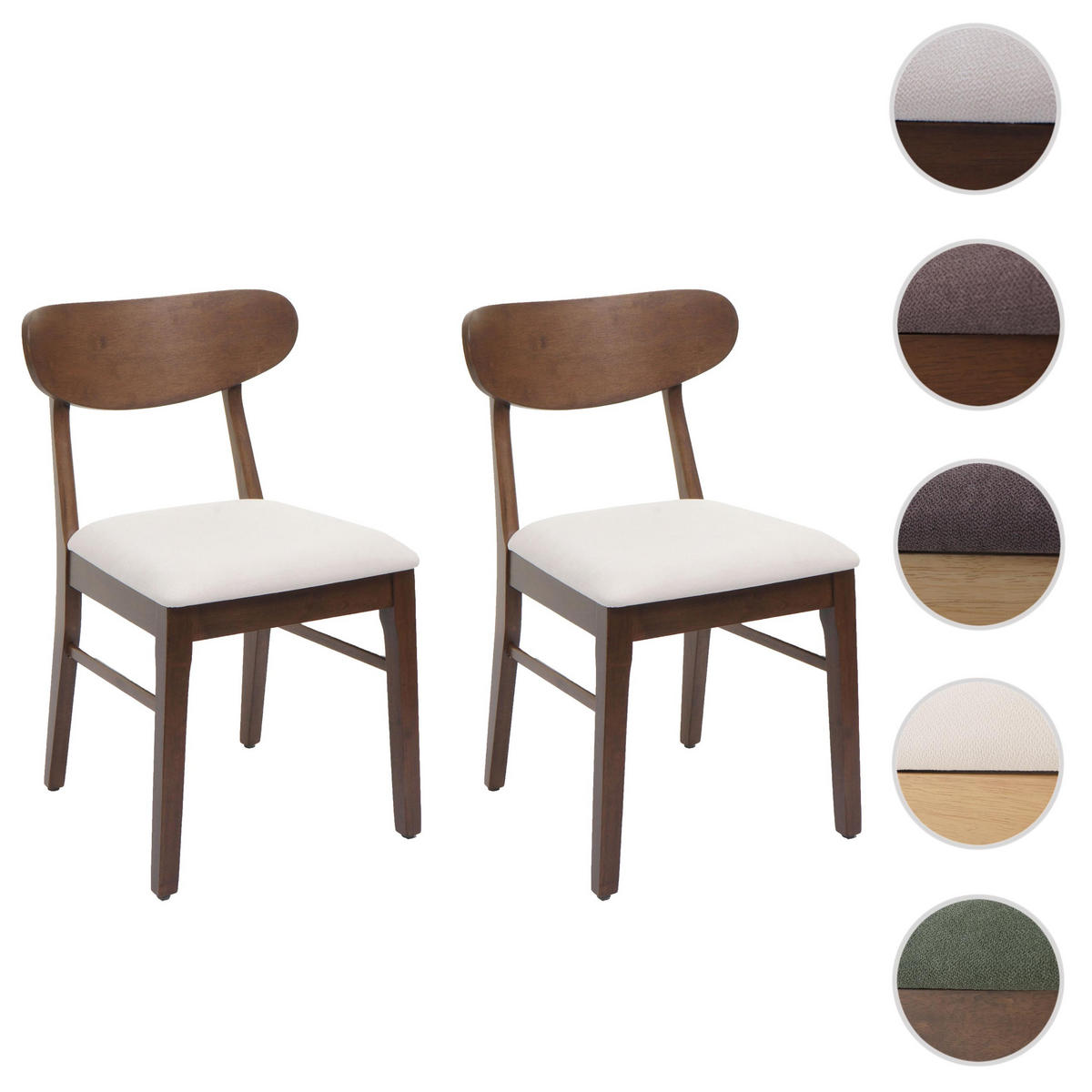 ESSZIMMERSTUHL Braun, Cremeweiß 2er-Set - Creme/Braun, Holz (45/79/49cm) - Jamb