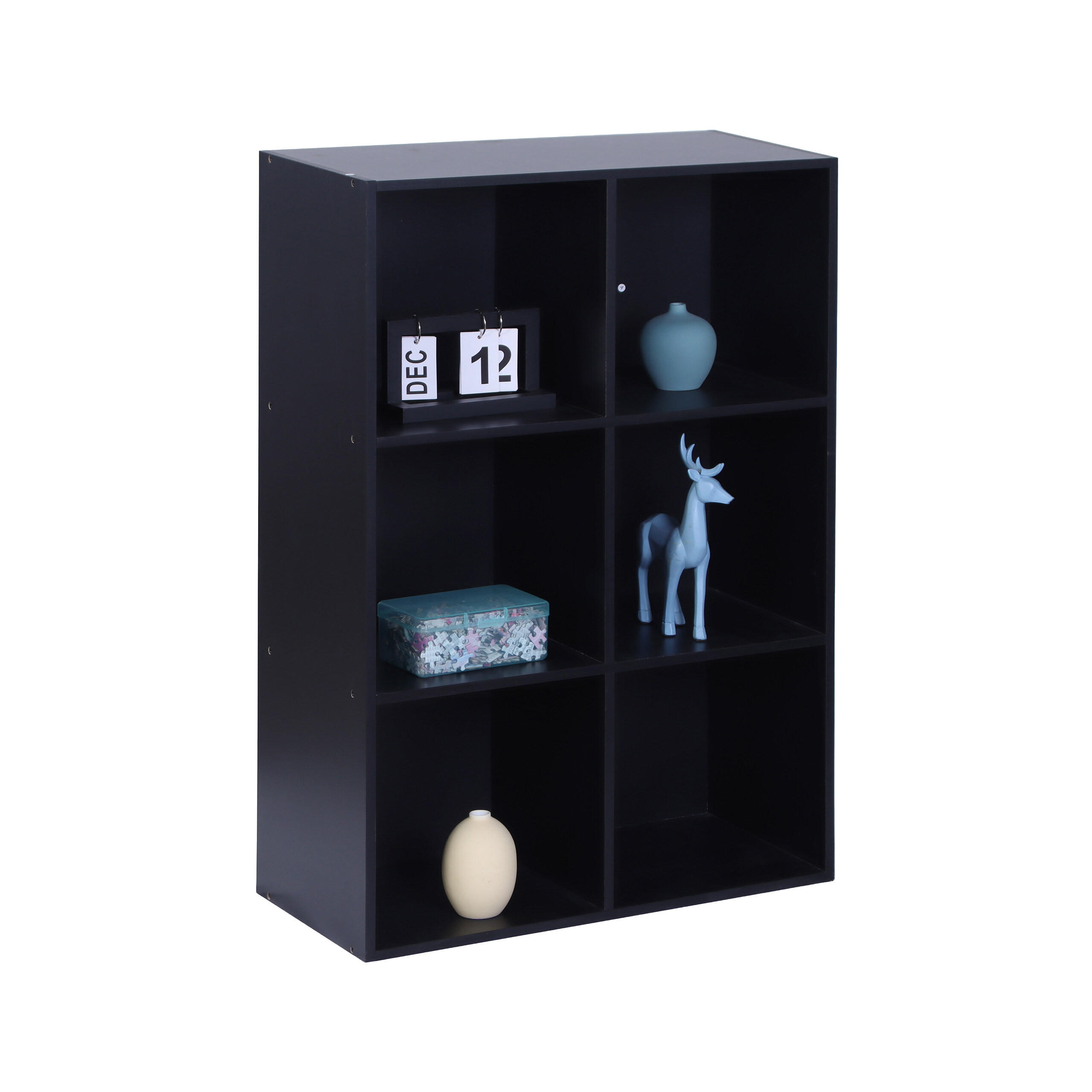 BÜCHERREGAL - Schwarz, Holzwerkstoff/Textil (61/91/30cm) - Relaxdays