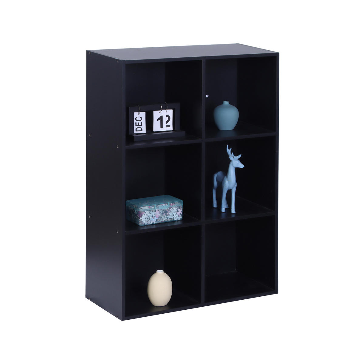 BÜCHERREGAL - Schwarz, Holzwerkstoff/Textil (61/91/30cm) - Relaxdays