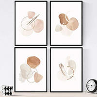 POSTER Set mit 4 Kunst Folien mit abstrakten Formen und Figuren A3 Schwarzer Rahmen - Schwarz, Papier (29.7/3cm) - Nacnic