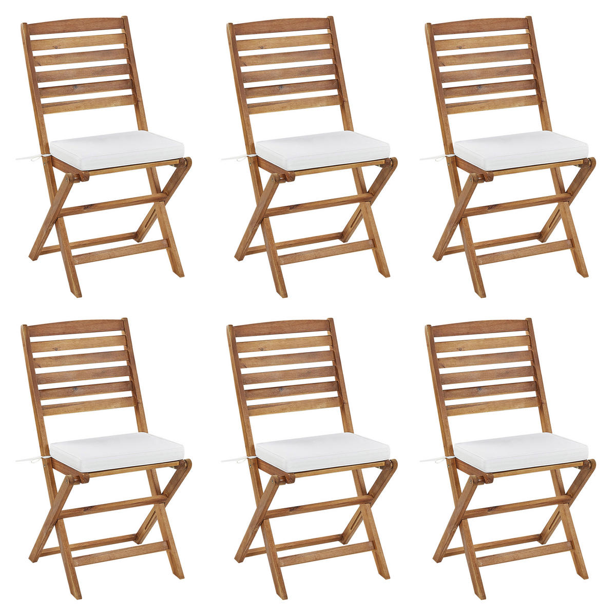 GARTENSTUHLKISSEN 6er-Set Cremeweiß 39/31 cm Tolve - Weiß, Textil (39/5/31cm) - Beliani