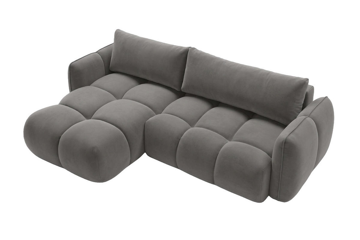 ECKSOFA L-Form Mit Schlaffunktion, Veloursstoff Bluvel, Aschgrau, Links, BELVEDER L - Grau, Holz (250/168cm) - Kaiser Möbel