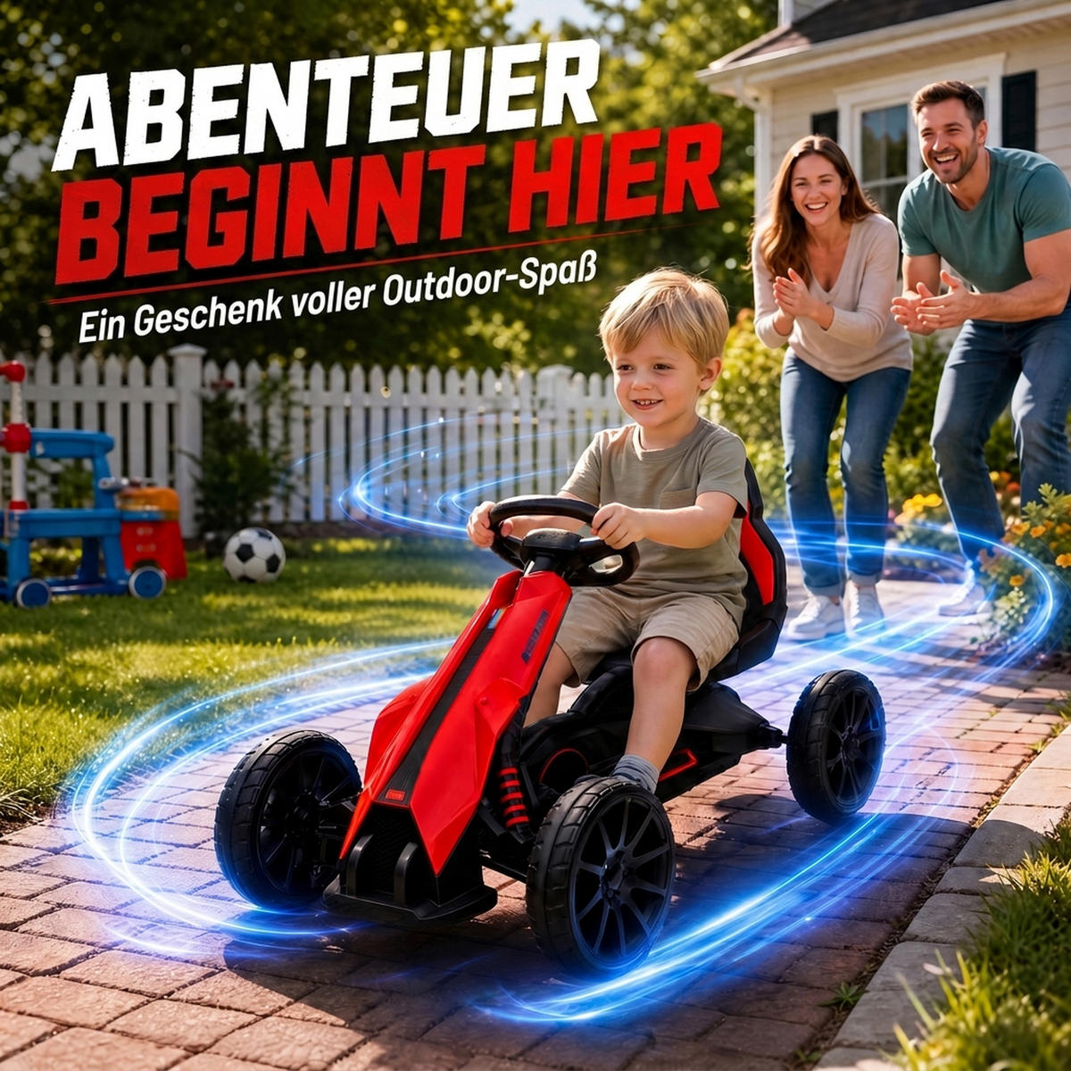 KINDER-ELEKTRO-GOKART Kunststoff Metall Rot - Rot, Kunststoff (100/58/58.5cm) - HOMCOM
