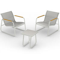 GARTENMÖBEL 3er Set, 2 Sessel und 1 Tisch, Grau - Grau, Metall - Blumtal
