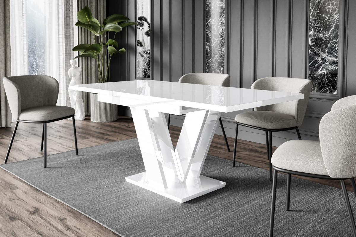 ESSTISCH ausziehbar 120 -160x80x75 cm - Hochglanz Weiß - ASIV - Weiß Hochglanz, Holzwerkstoff (120/80/75cm) - ALTDECOR
