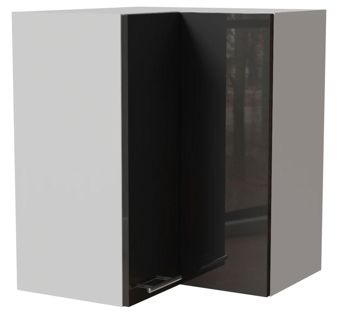 ECKHÄNGESCHRANK Essen W12/60 Graphit Hochglanz / Weiß Matt 60 / 60 / 72cm - Graphitfarben/Weiß, Holz/Holzwerkstoff (60/72/60cm) - Feldmann-Wohnen
