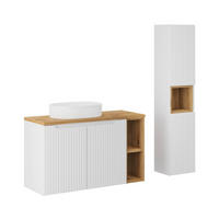 KOUPELNOVÝ NÁBYTEK 100.4cm Riva 2er-Set Bílá a dřevo - bílá, kompozitní dřevo (100.4/59.5/40cm) - Petits-meubles
