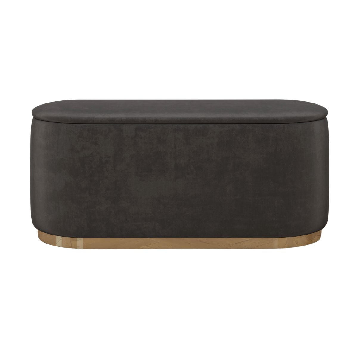 POUF Scarlett mit Stauraum, goldene Basis, 110/47/45 cm, Grau - Goldfarben/Grau, Holzwerkstoff/Textil (110/47/45cm) - Dancan
