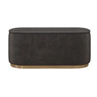 POUF Scarlett mit Stauraum, goldene Basis, 110/47/45 cm, Grau - Goldfarben/Grau, Holzwerkstoff/Textil (110/47/45cm) - Dancan