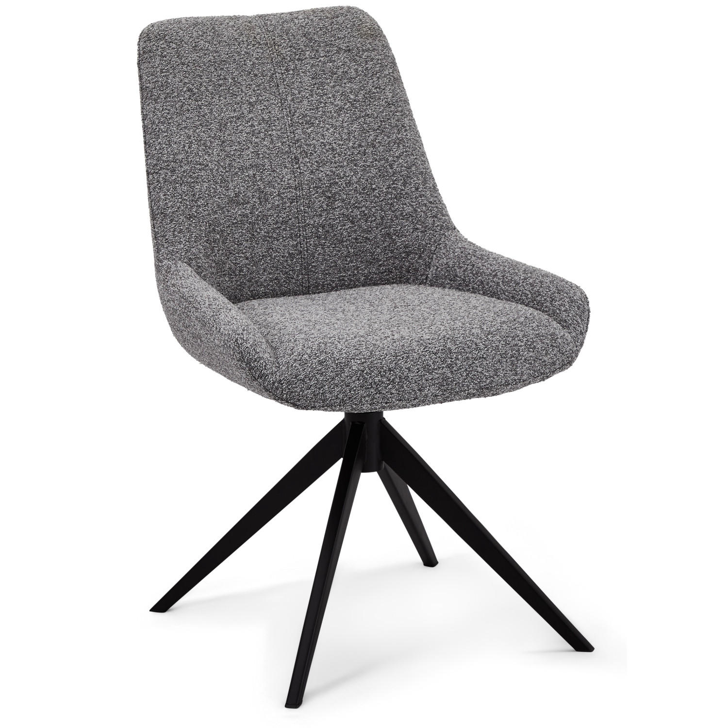 STUHL-SET 2 Stück in Teddystoff - Schwarz/Grau, Textil/Metall (56/64cm) - Furnhouse