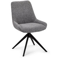 STUHL-SET 2 Stück in Teddystoff - Schwarz/Grau, Textil/Metall (56/64cm) - Furnhouse