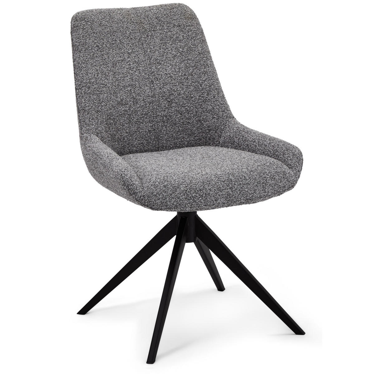 STUHL-SET 2 Stück in Teddystoff - Schwarz/Grau, Textil/Metall (56/64cm) - Furnhouse