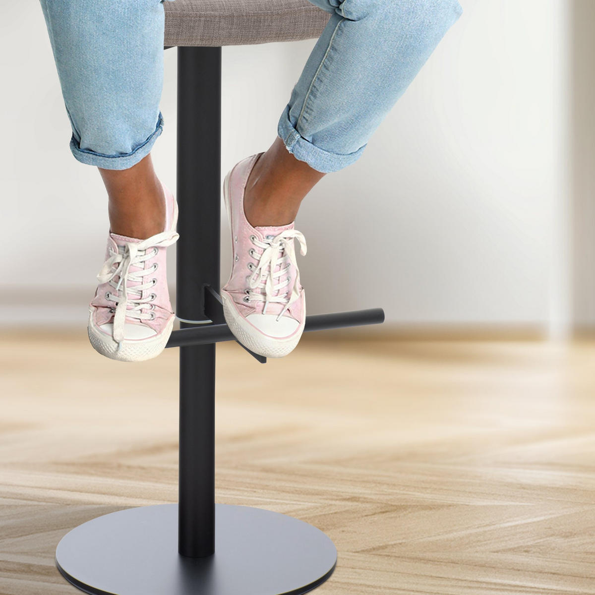 BARHOCKER Stoff Grau - Schwarz/Grau, Textil/Metall (40/93/49cm) - CLP