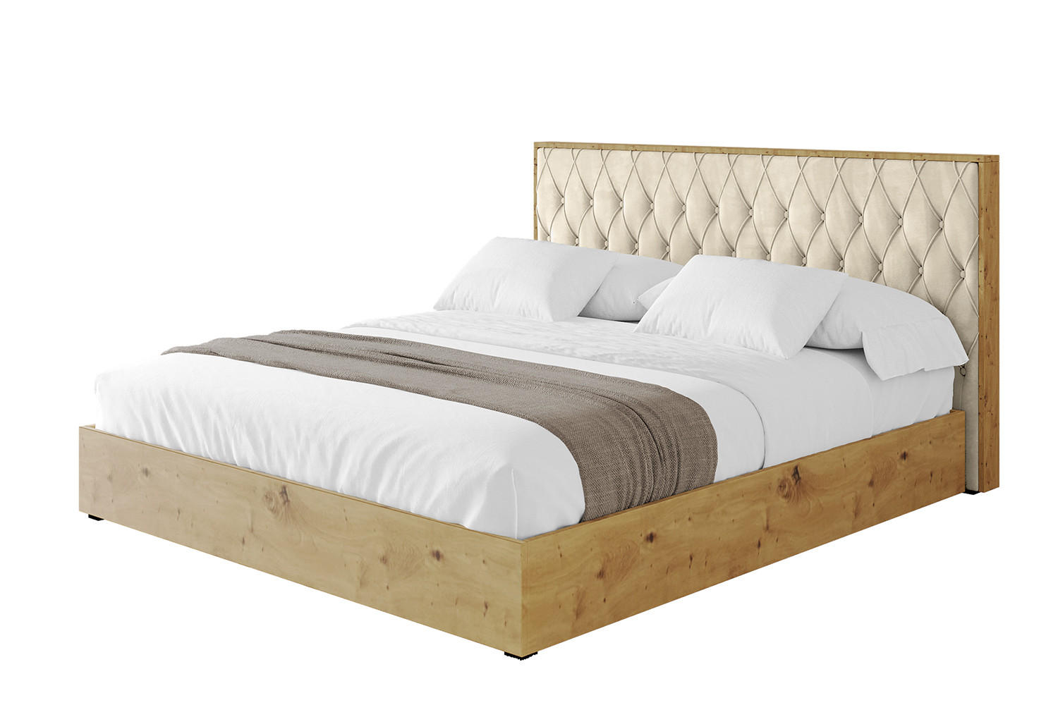 POLSTERBETT mit Bettkasten und Lattenrost, Bett mit Matratze H3/H4 - ENZO5 180x200 Beige - Ecru, Holzwerkstoff/Textil (180/200cm) - ALTDECOR