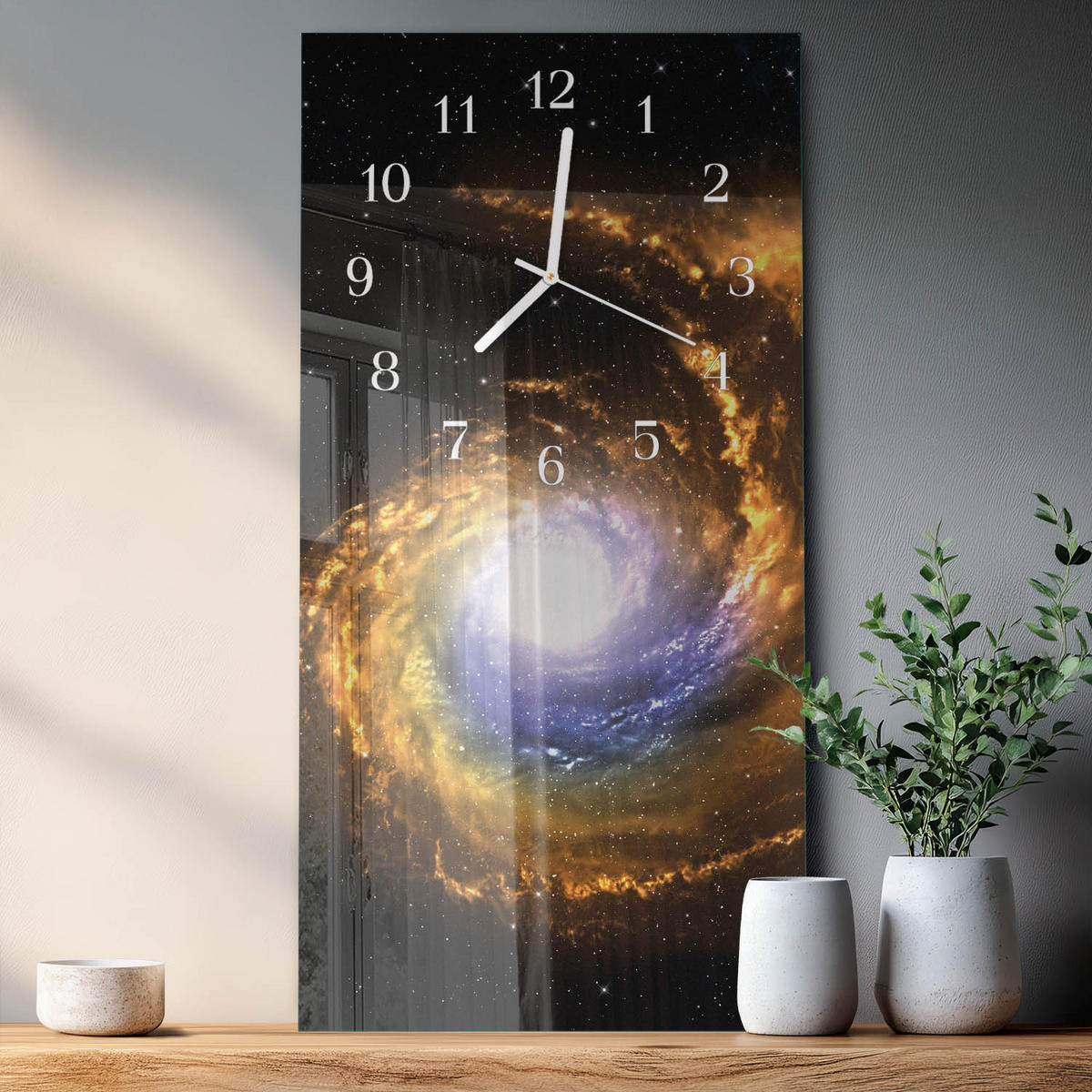 WANDUHR 30x60 cm - Abstrakte Linien - Multicolor, Glas (30/60/0.4cm) - TULUP