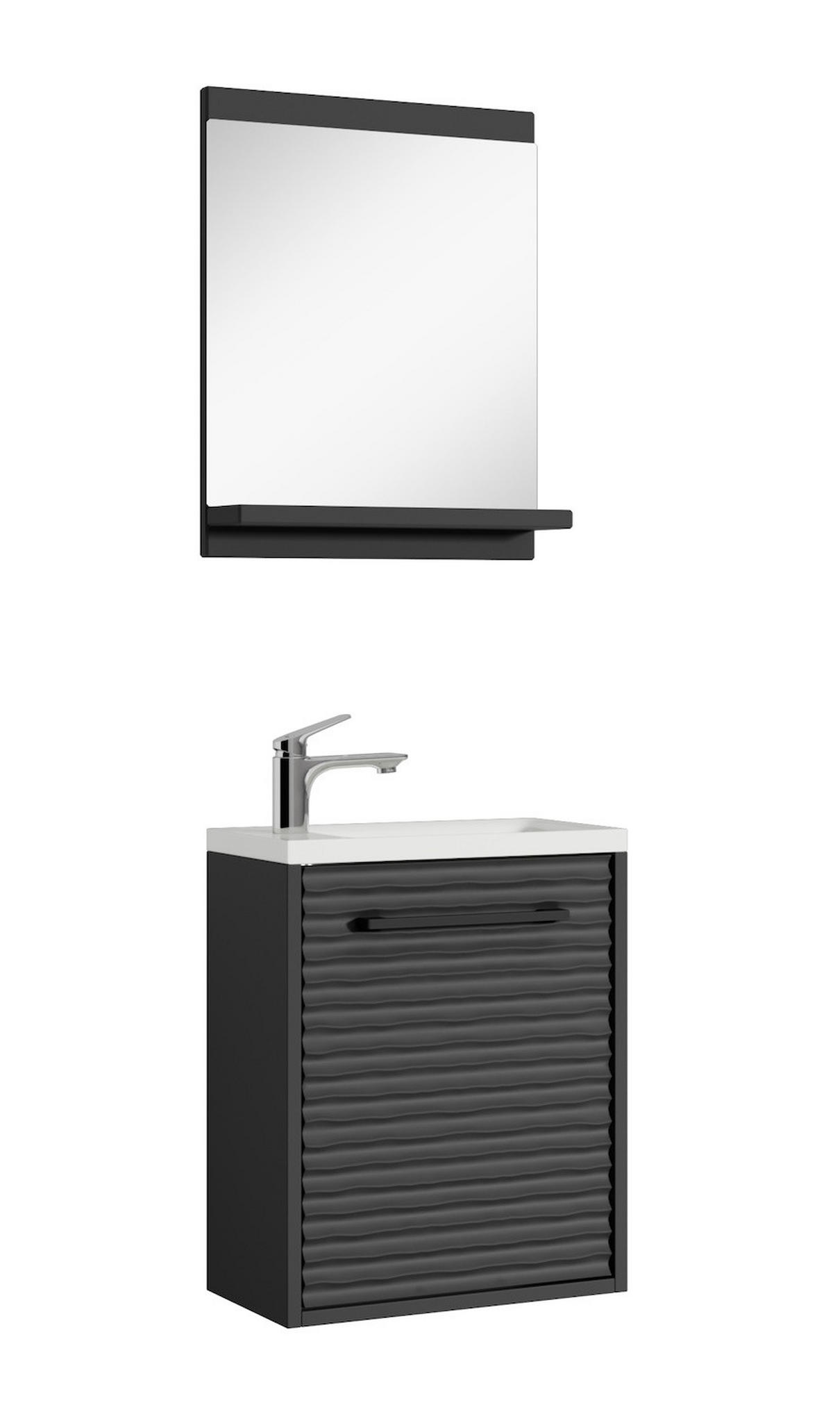 GÄSTE-WC-MÖBELSET Etna 3 Teile Schwarz Matt - 40 x 22 x 52 cm - Schwarz, Holz (40/52/22cm) - Badplaats