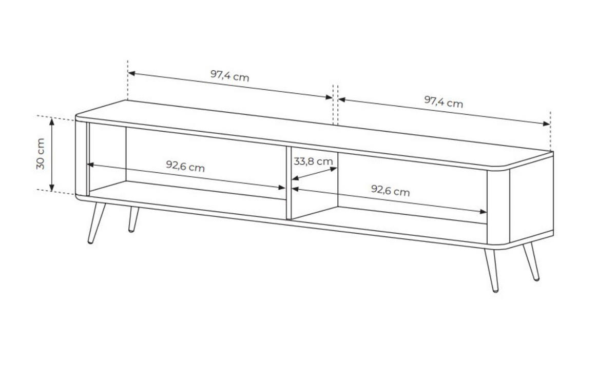 TV-SCHRANK mit Lamellen BELLO Schwarz - Schwarz, Holzwerkstoff (163/51/38cm) - Compleo24