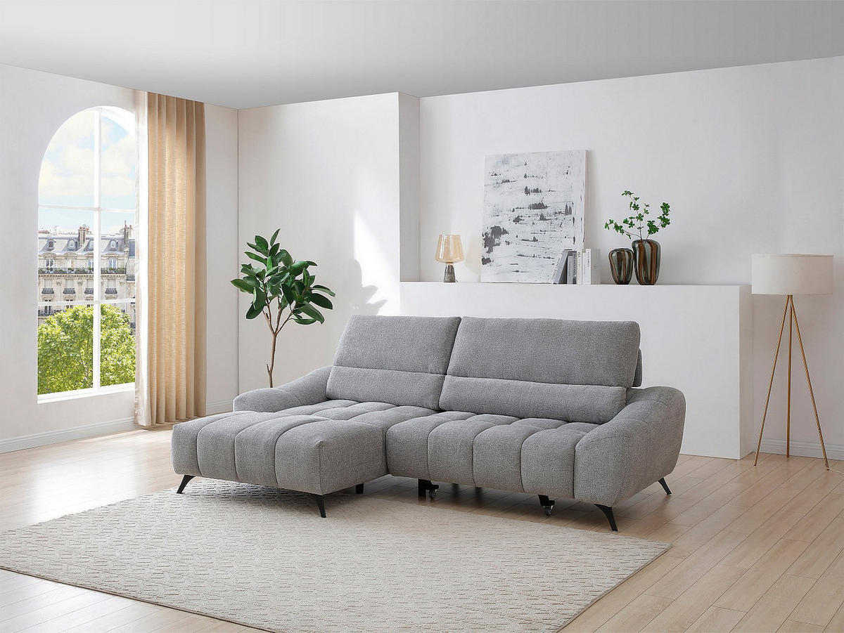 RELAXSOFA - 4 Personen - stoff - grau Elosia - Grau, Textil/Metall (270/105/175cm) - Vente-Unique