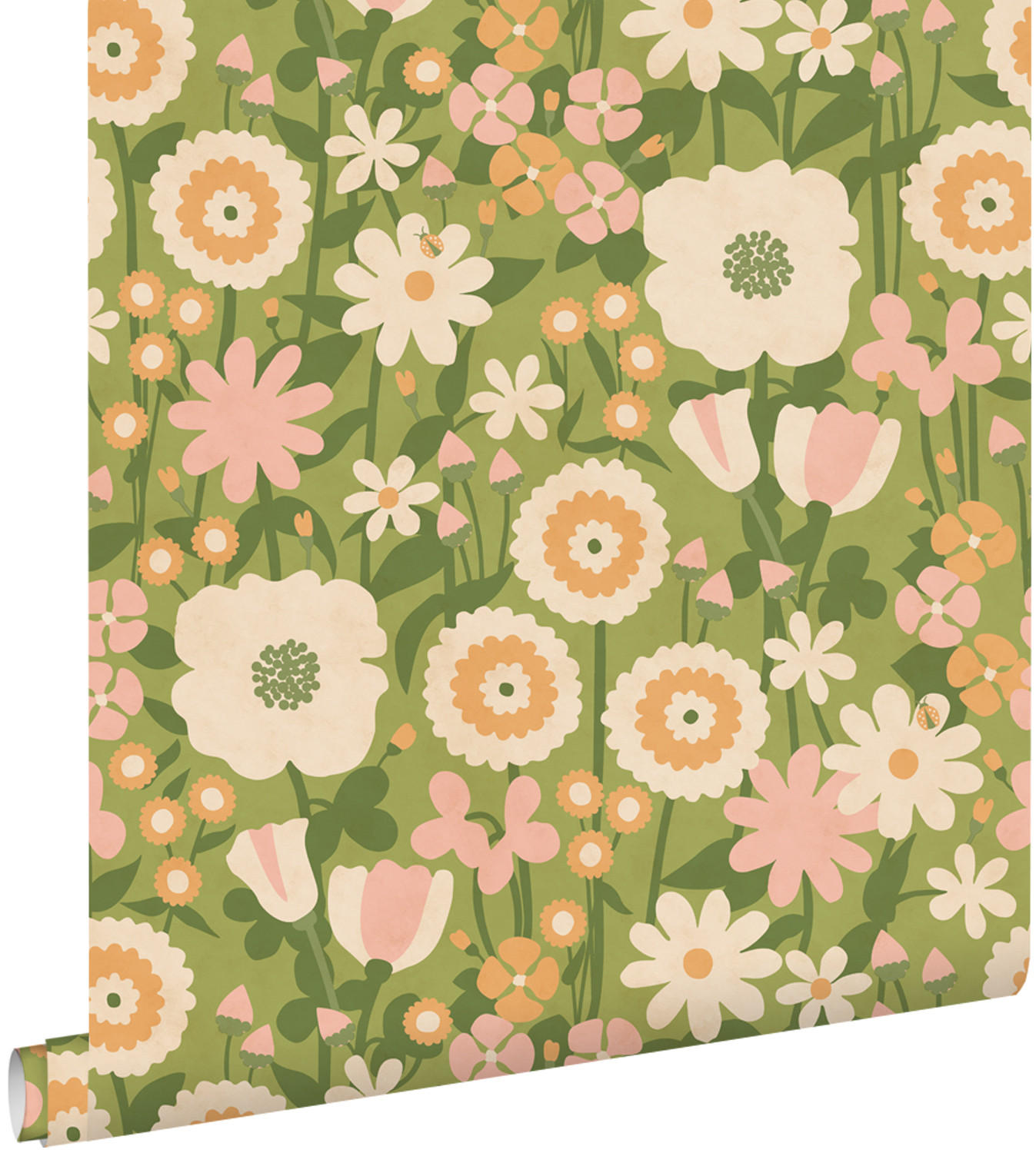 TAPETE Retro Blumen 50 x 900 cm - Pink, Papier (50/0.1cm) - ESTAhome
