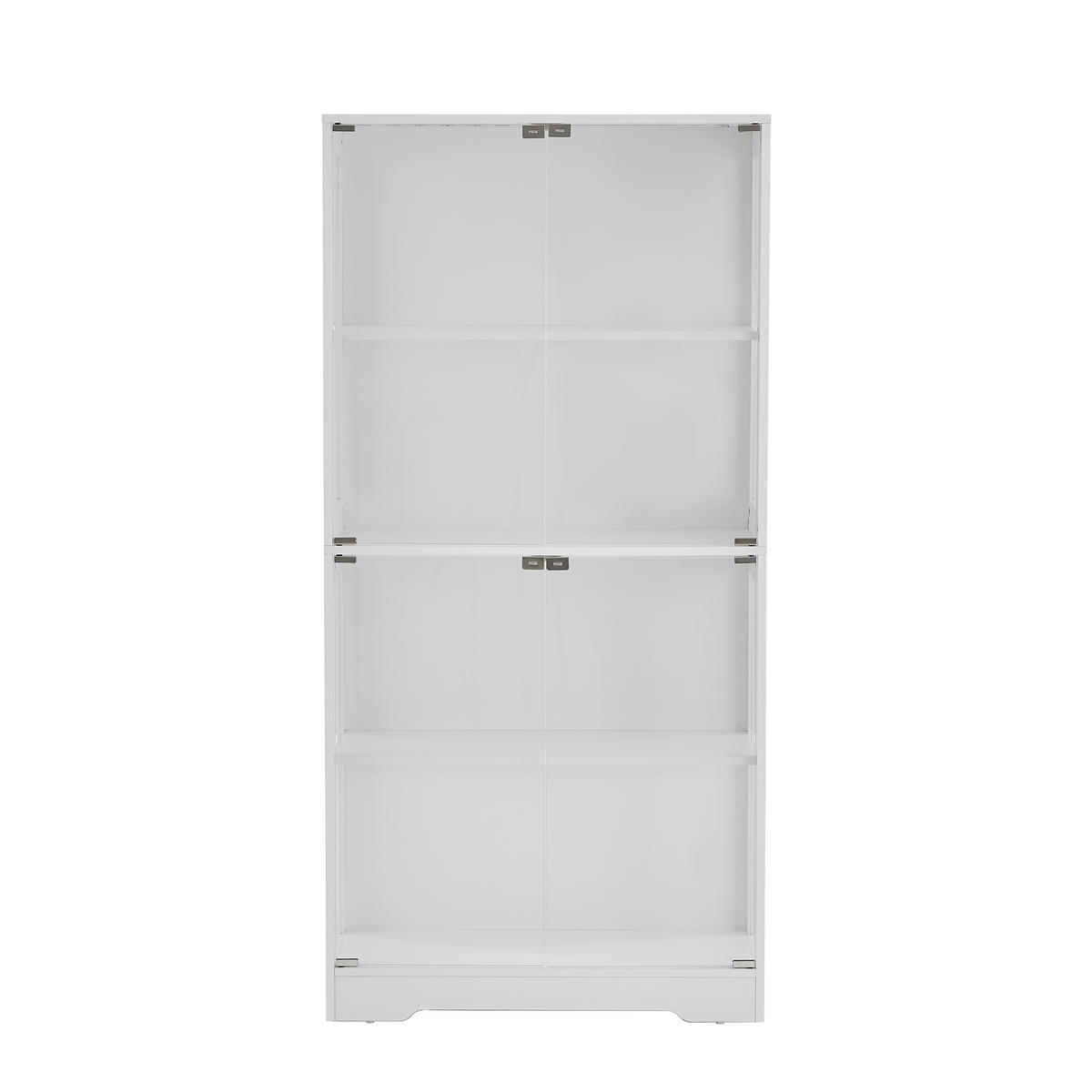 GLASVITRINE aus MDF und Glas 80x35x165 cm Weiß mit LED-Beleuchtung, Sensortechnik und Stauraum - Weiß, Holzwerkstoff (80/165/35cm) - Modfu