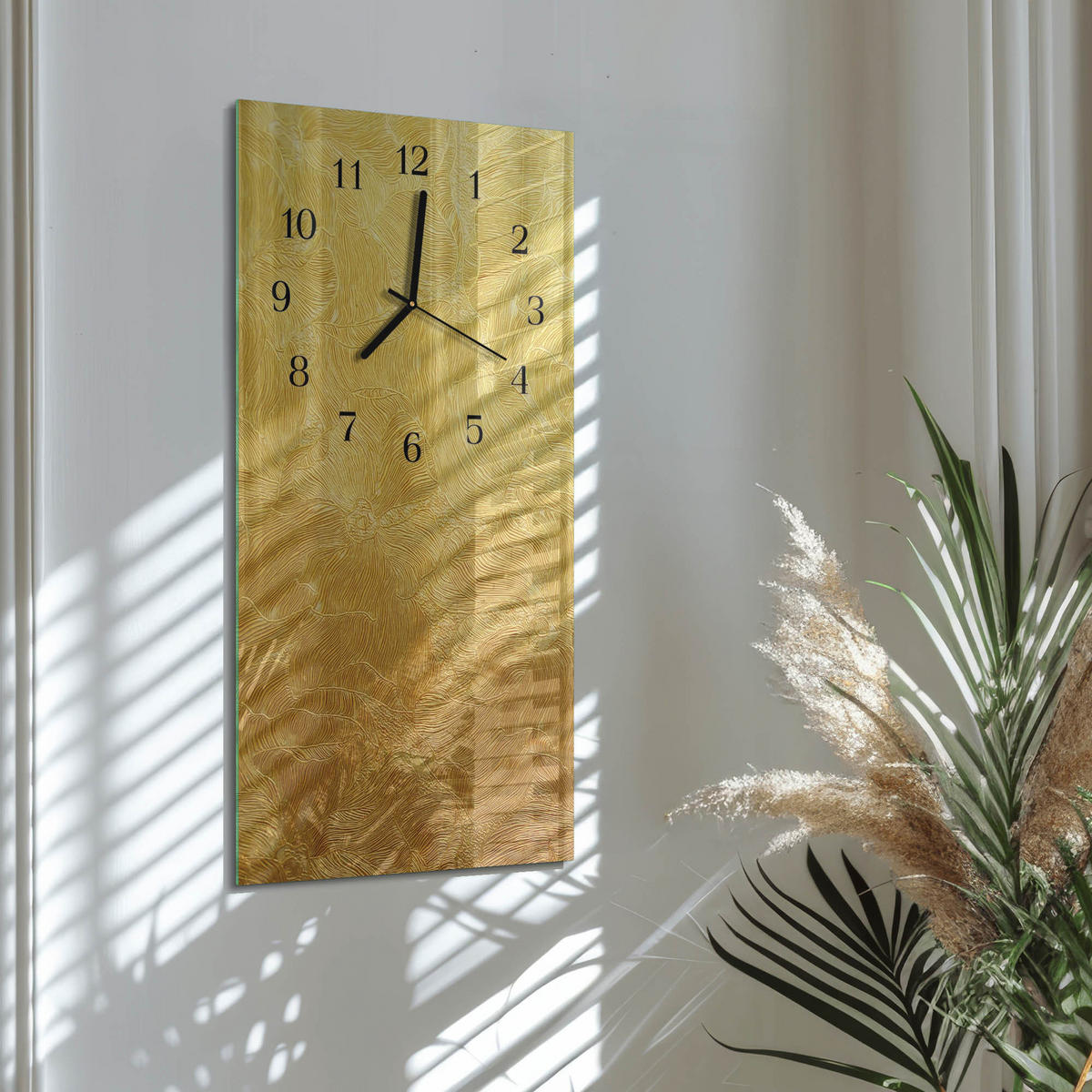 WANDUHR 30x60 cm - Orchidee - Goldfarben, Glas (30/60/0.4cm) - TULUP