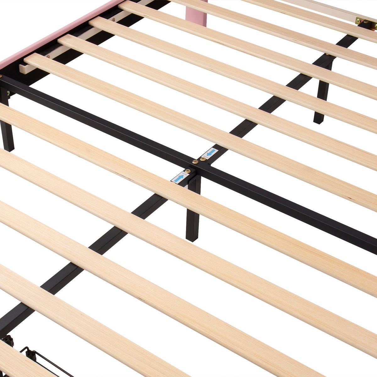 KINDERBETT 140/200 cm mit Regenbogen-Kopfteil und Schublade, DE-41743, in Rosa - Pink, Holz (140/200cm) - ComfortXL